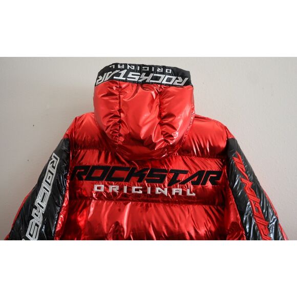 Rockstar Original Men's Sz 2XL Metallic Red Alasia Hooded Puffer Jacket - Picture 9 of 16